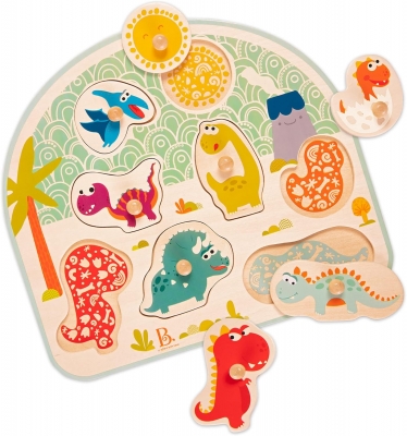 Puzzle din lemn, Battat, Dinozauri, 8 piese