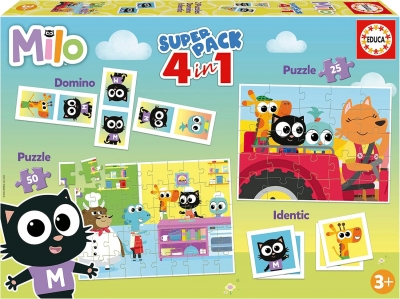 Игрален комплект, Educa, Мило, Домино, Мемори и 2 пъзела 