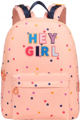 Rucsac scoala, Marshmallow, Hey Girl Coral, 43 x 33 x 16 cm