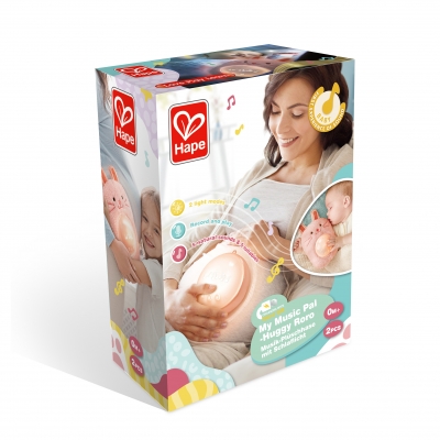 Интерактивна играчка, Hape, Музикална плюшена лампа за сън, Зайче, 23 x 15.5 x 9 см
