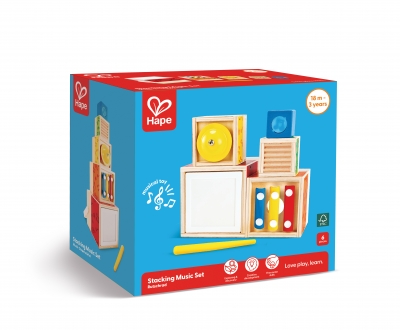 Wooden music set, Hape, Musical stacking cubes, 6 pieces