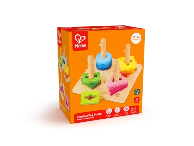 Дървен комплект, Hape, Пъзел с фигури за нанизване