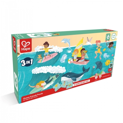 Пъзел, Hape, Приятели на океана 3 в 1, 3 x 48 части