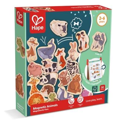 Комплект за игра, Hape, Магнитни животни, 30 броя 