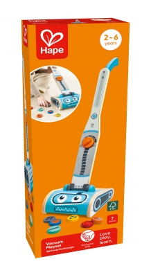 Детски игрален комплект, Hape, Прахосмукачка робот, 17.5 х 18 х  58 см, 7 части
