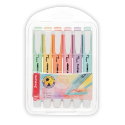 Set of text markers, Stabilo, Swing Cool Pastel, 6 colors