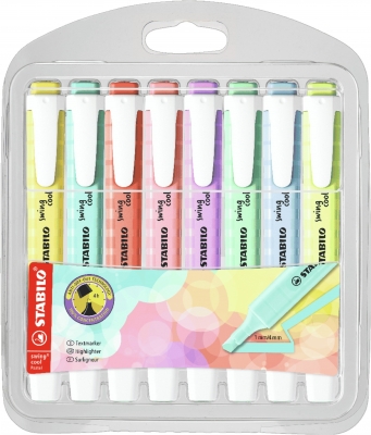Комплект текст маркери, Stabilo, Swing Cool Pastel, 8 цвята