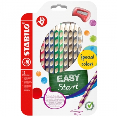Set of ergonomic colored pencils, Stabilo, EASYcolors right, 12 colors
