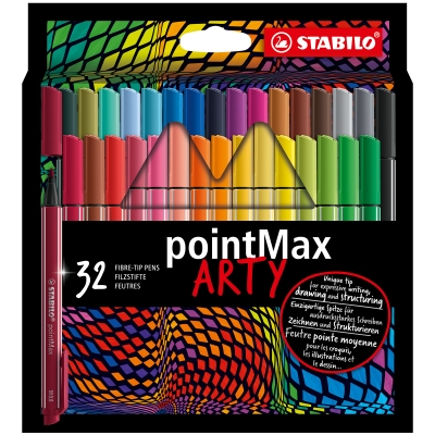 Комплект флумастери, Stabilo, pointMax Arty, 32 цвята