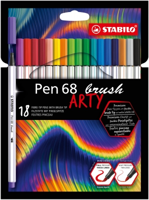 Set of markers, Stabilo, Pen 68 Brush Arty, 18 colors