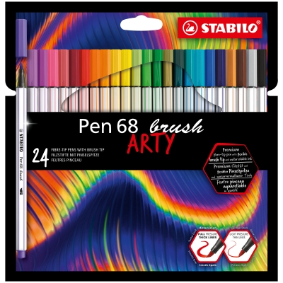 Комплект флумастери, Stabilo, Pen 68 Brush Arty, 24 цвята