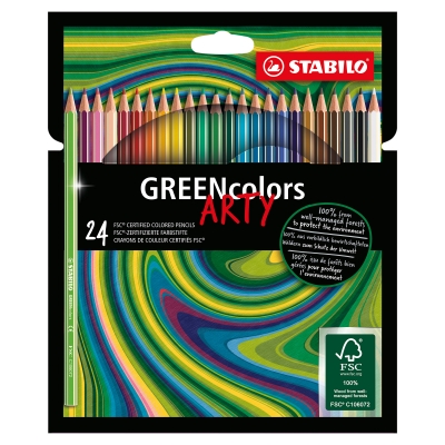 Комплект цветни моливи, Stabilo, GREENcolors Arty, 24 цвята