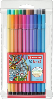 Комплект флумастери, Stabilo, Pen 68, 20 цвята