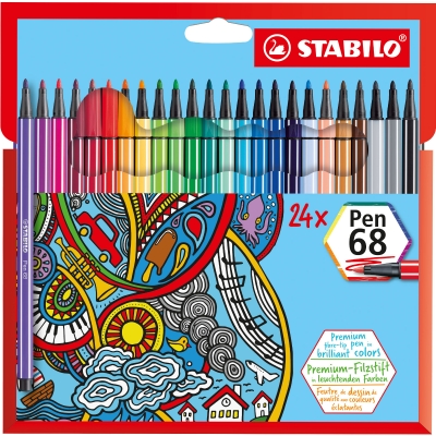Комплект флумастери, Stabilo, Pen 68, 24 цвята