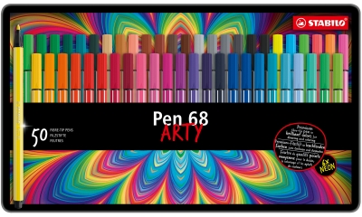 Set of felt-tip pens, Stabilo, Pen 68 Arty, metal box, 50 pieces
