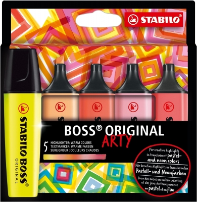 Комплект текст маркери, Stabilo, Boss Original, Arty Warm Colours, 5 цвята