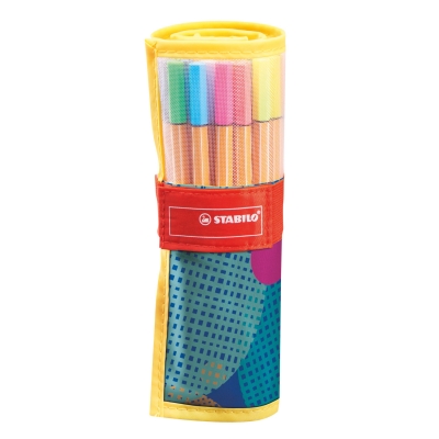 Fineliner set, Stabilo, Point 88 Mini, roll, 25 colors
