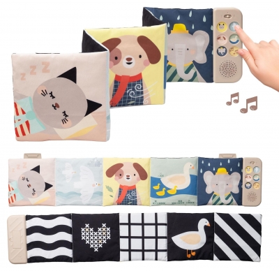Бебешка мека книжка с успокояващи звуци, Taf Toys, Животни