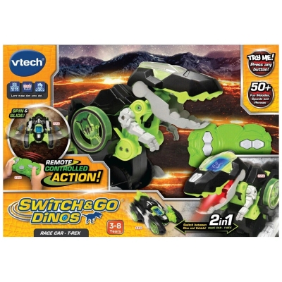 Интерактивна играчка, Vtech, Трансформер Riot, RC Автомобил и Динозавър T-Rex 2 в 1, Зелен