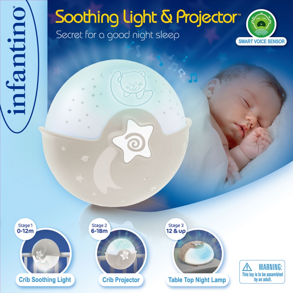 Proiector de lumină calmantă 3 în 1, Infantino, ecru