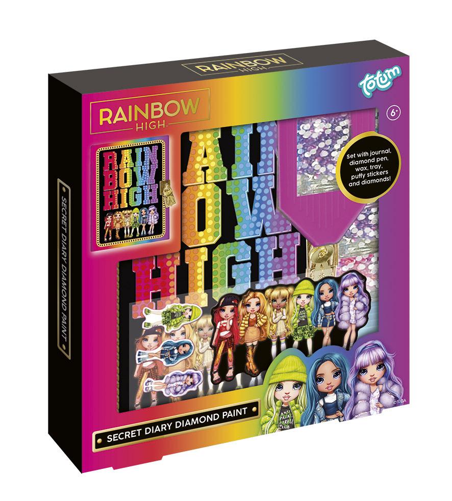 Set Jurnal Secret, Totum, Rainbow high, Pictura cu diamant, 6 piese