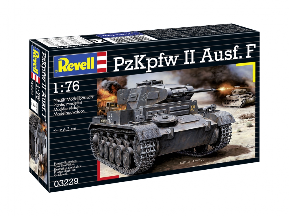 Prefab model, Revell, WWII German tank PzKpfw II Ausf. F, 61 parts