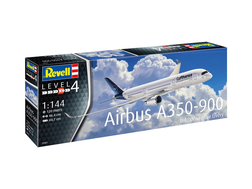 Machetă de asamblare, Revell, Airbus A350-900 Lufthansa, 120 de piese
