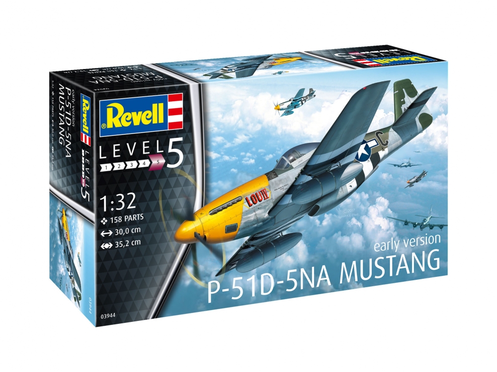 Machetă de asamblare, Revell, avion de vânătoare P-51D-5NA Mustang, 158 de piese