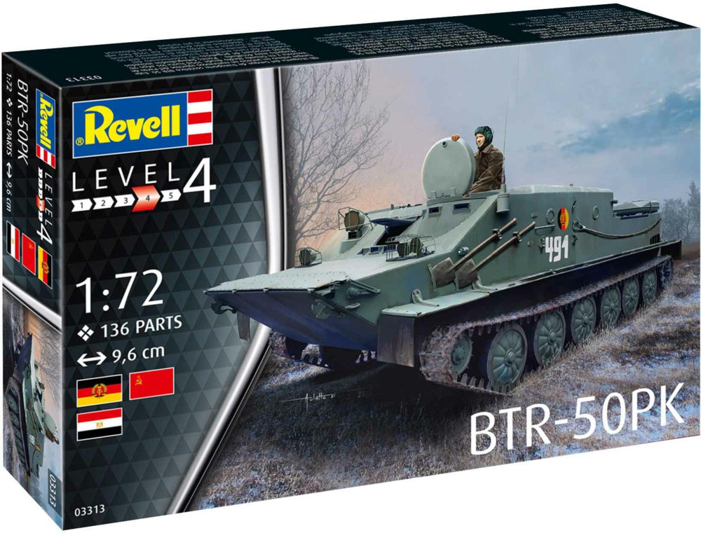 Model de asamblare, Revell, Transportor blindat sovietic, BTR-50 PK, 136 piese