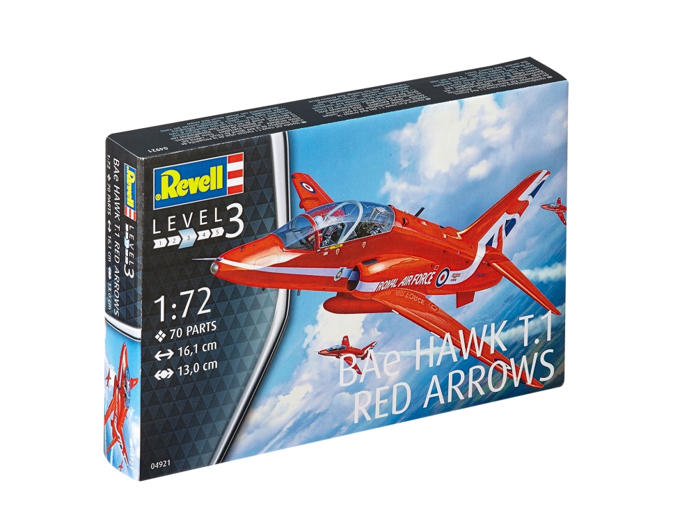 Macheta aeromodele de construit Revell Bae HAWK T.1 Royal Air Force Red Arrows 1:72 REV 04921