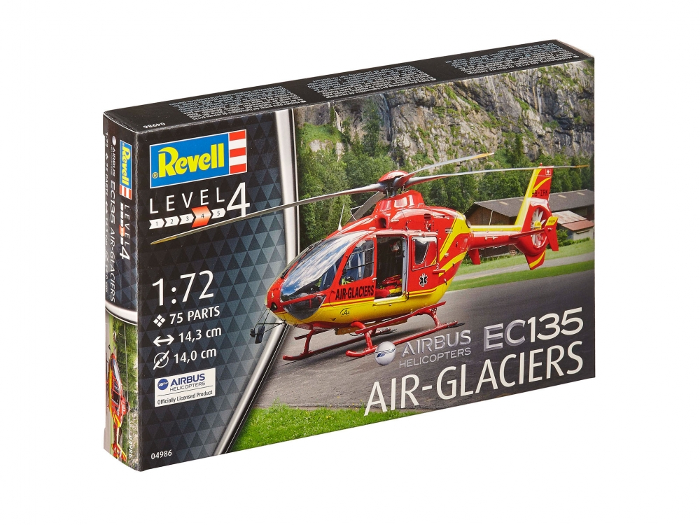 Model de asamblare, Revell, Elicopter EC135 Air-Glaciers, 75 de piese