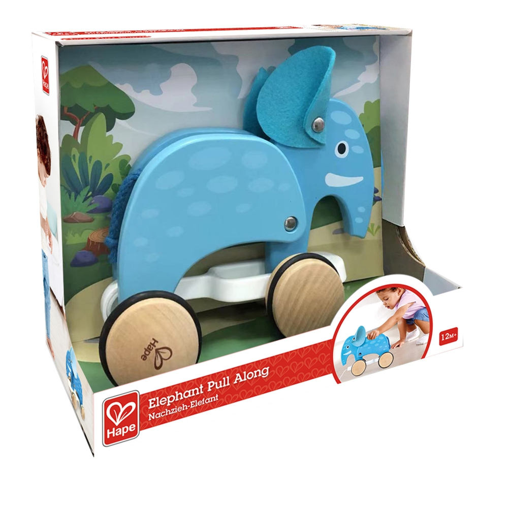 Jucarie de tragere din lemn, Hape, Elefant, 24 x 11 x 20 cm