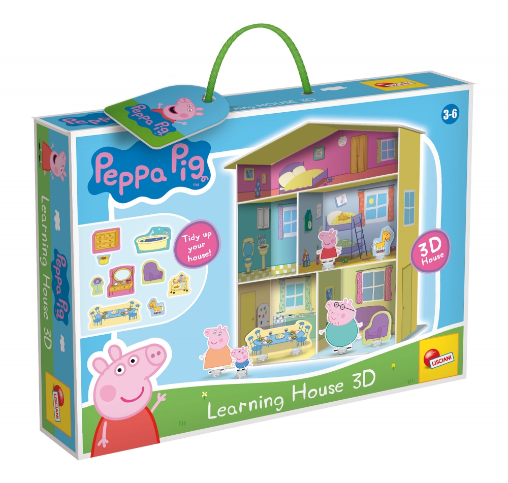 Set educațional, Lisciani, Peppa Pig, casă 3D cu mobilier