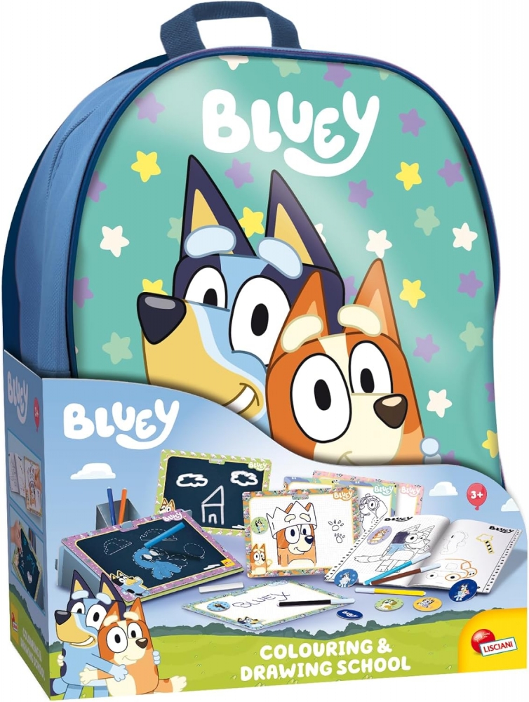 Set creativ, Lisciani, Bluey, rucsac 2 în 1 cu set de desen