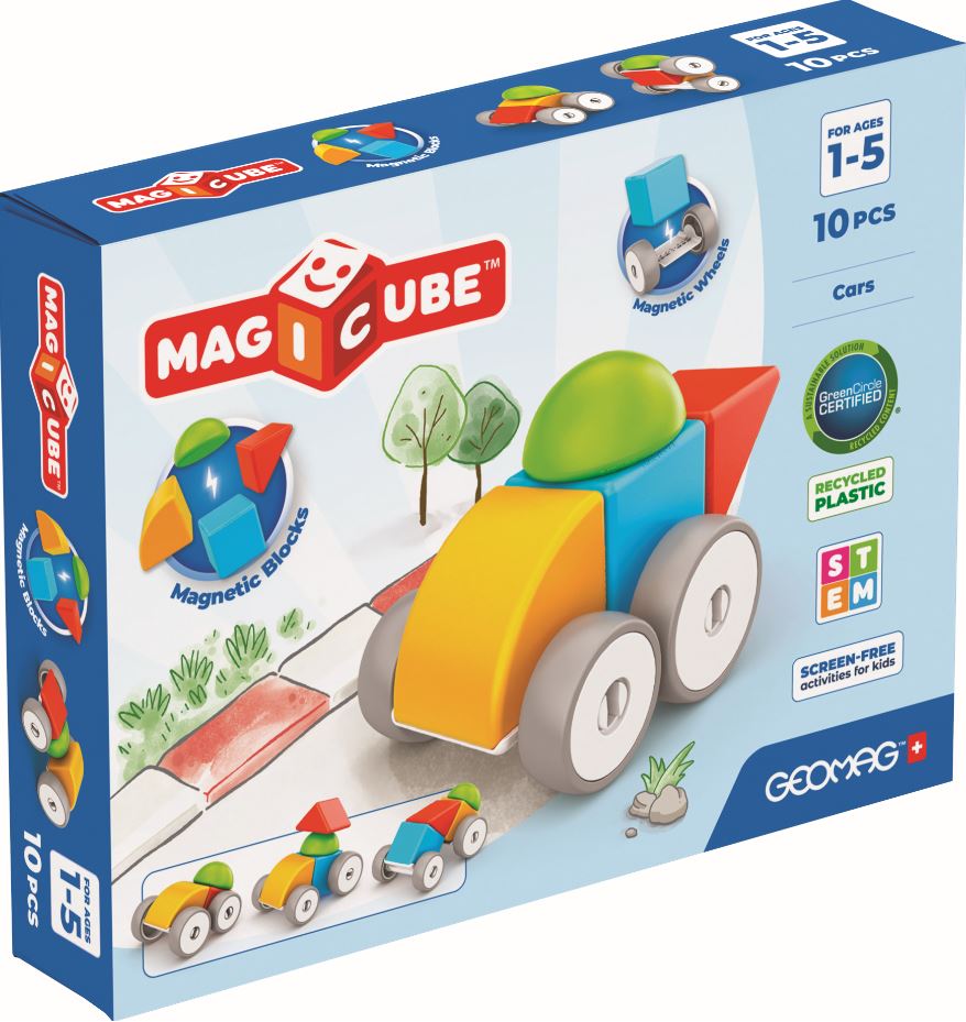 Constructor magnetic, Geomag, Magicube, Carucioare, 10 bucati