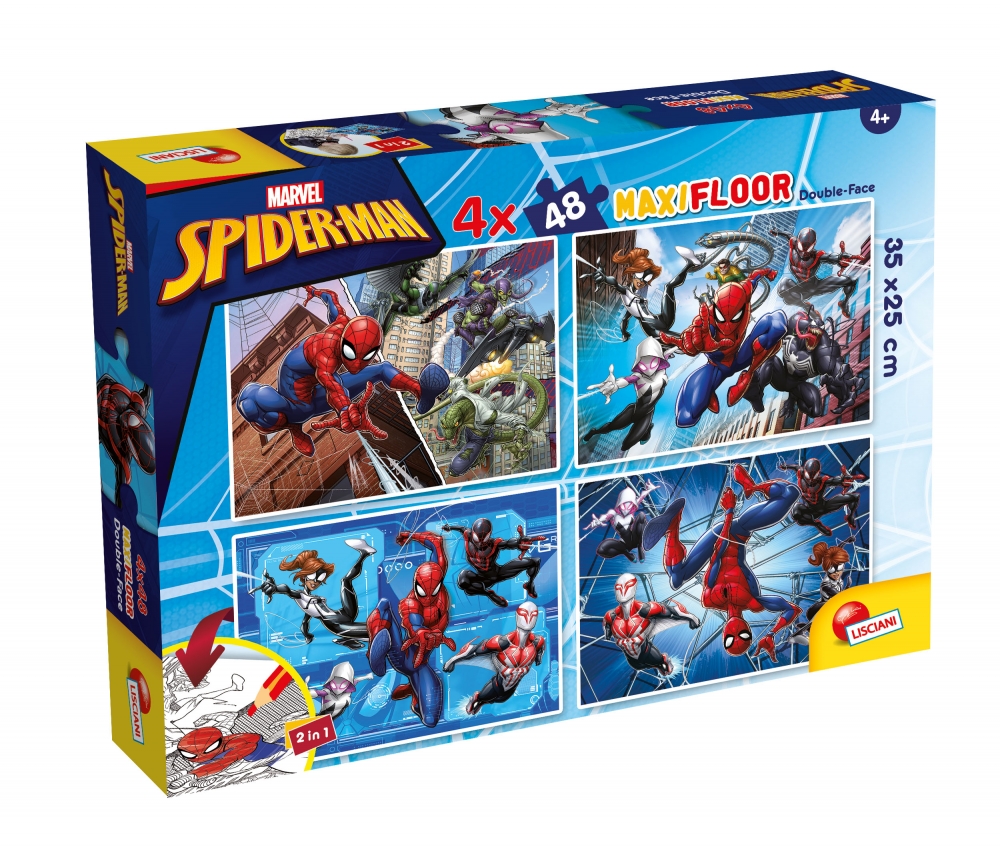 Puzzle, Lisciani, Spiderman, Puzzle cu două fețe 4 x 48 piese