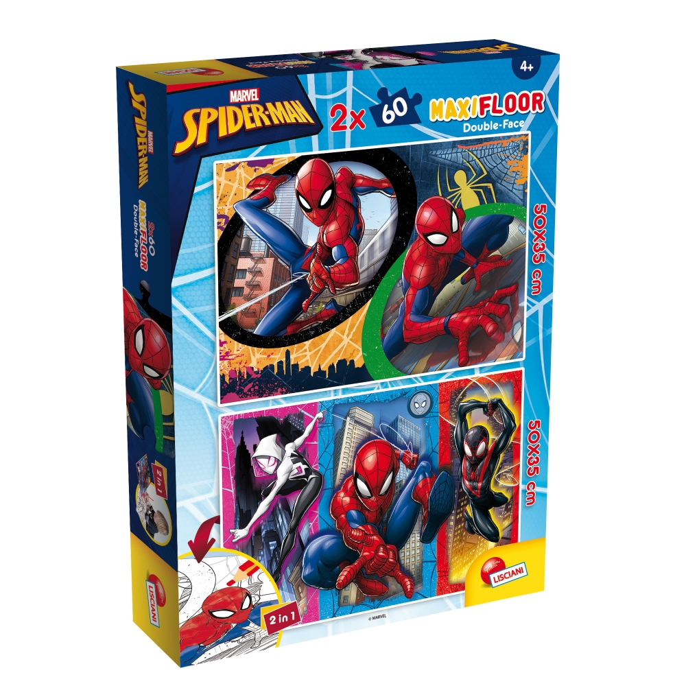 Puzzle, Lisciani, Spiderman, Puzzle cu două fețe 2 x 60 piese