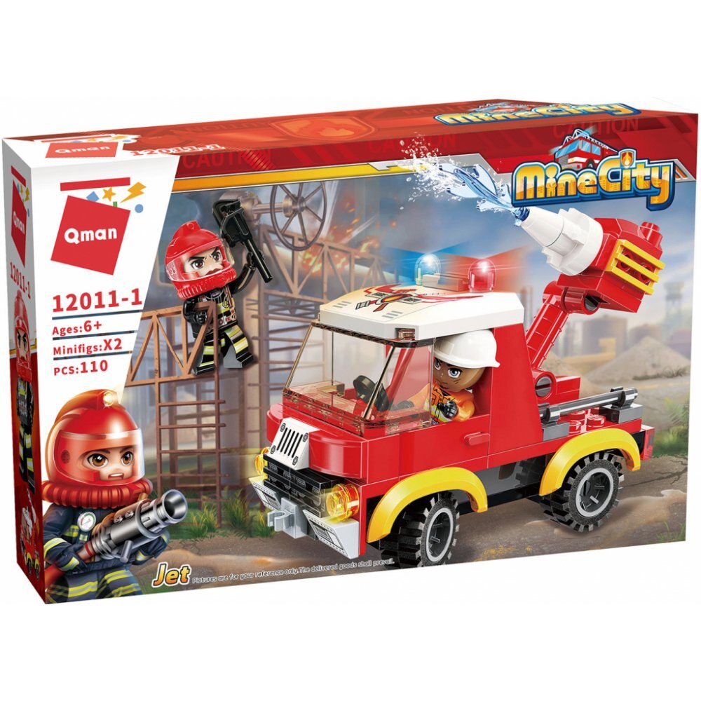 Set de constructie pompieri QMAN, 110 piese, Multicolor