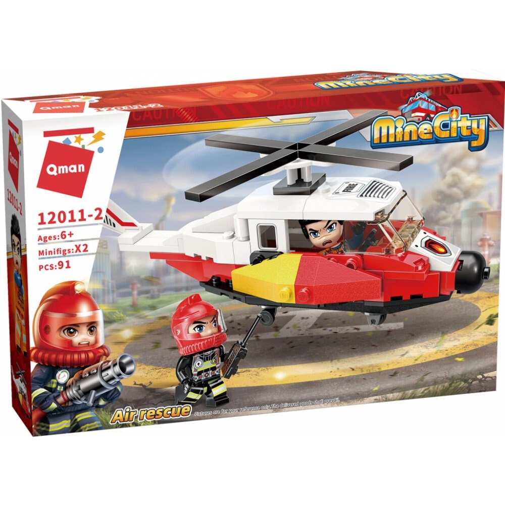 Set de constructie elicopter QMAN, 91 piese, Multicolor