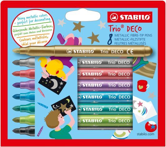 Stabilo Trio Deco, Set de carioci, culori metalice, 8 bucati