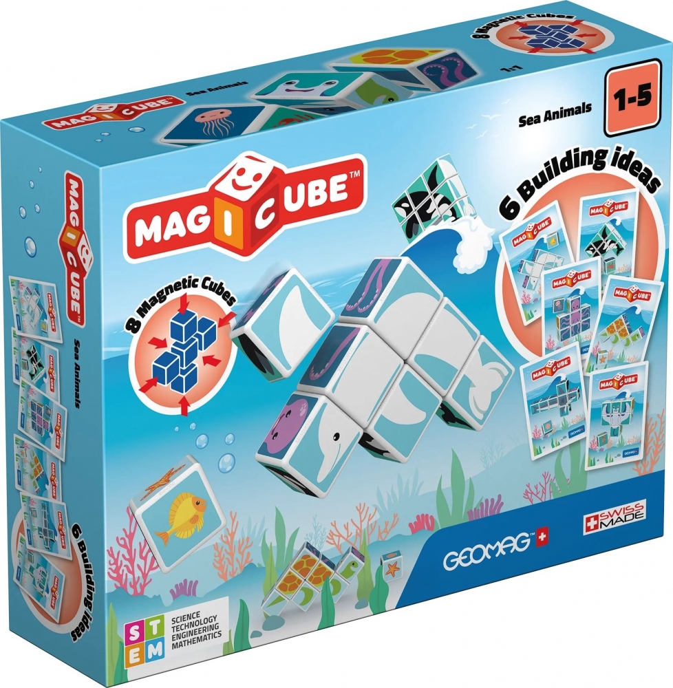 Constructor Magnetic, Geomag, Magicube, Sea Animals & Cards 146, 11 piese