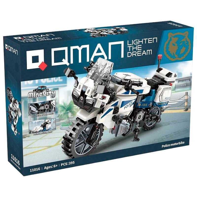 Set constructie, Qman, MineCity, Motocicleta de politie, 395 piese