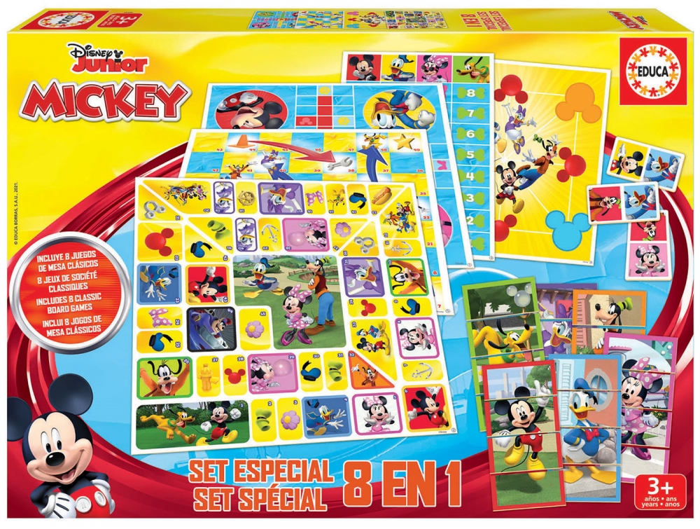 Set de jocuri de societate, Educa, Mickey and Friends, 8 piese