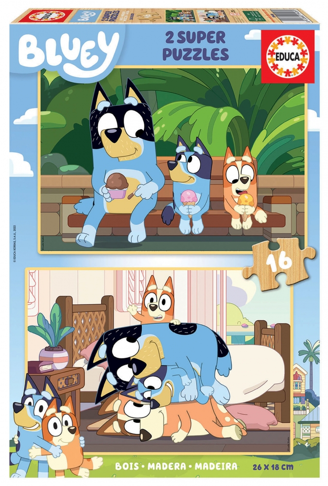 Puzzle pentru copii, Educa, Bluey, 16 piese