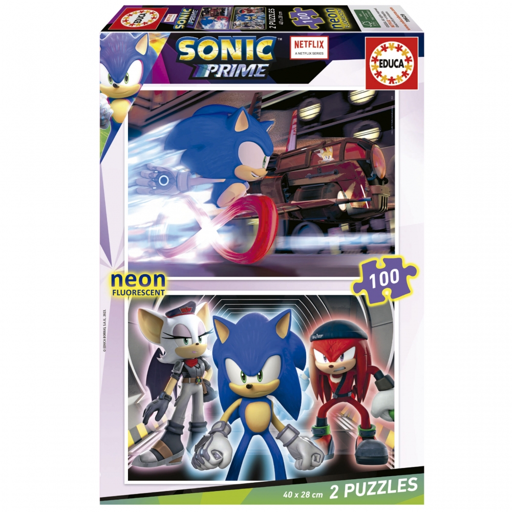 Educa - Puzzle 2x100 Sonic prime neon - 100 piese