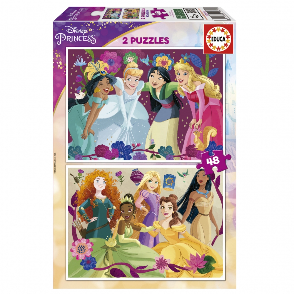 Puzzle, Educa, Printese Disney, 2 x 48 piese