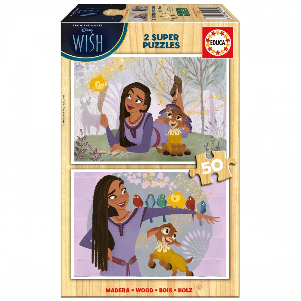 Puzzle din lemn, Educa, Wish 2 in 1, 2 x 50 piese
