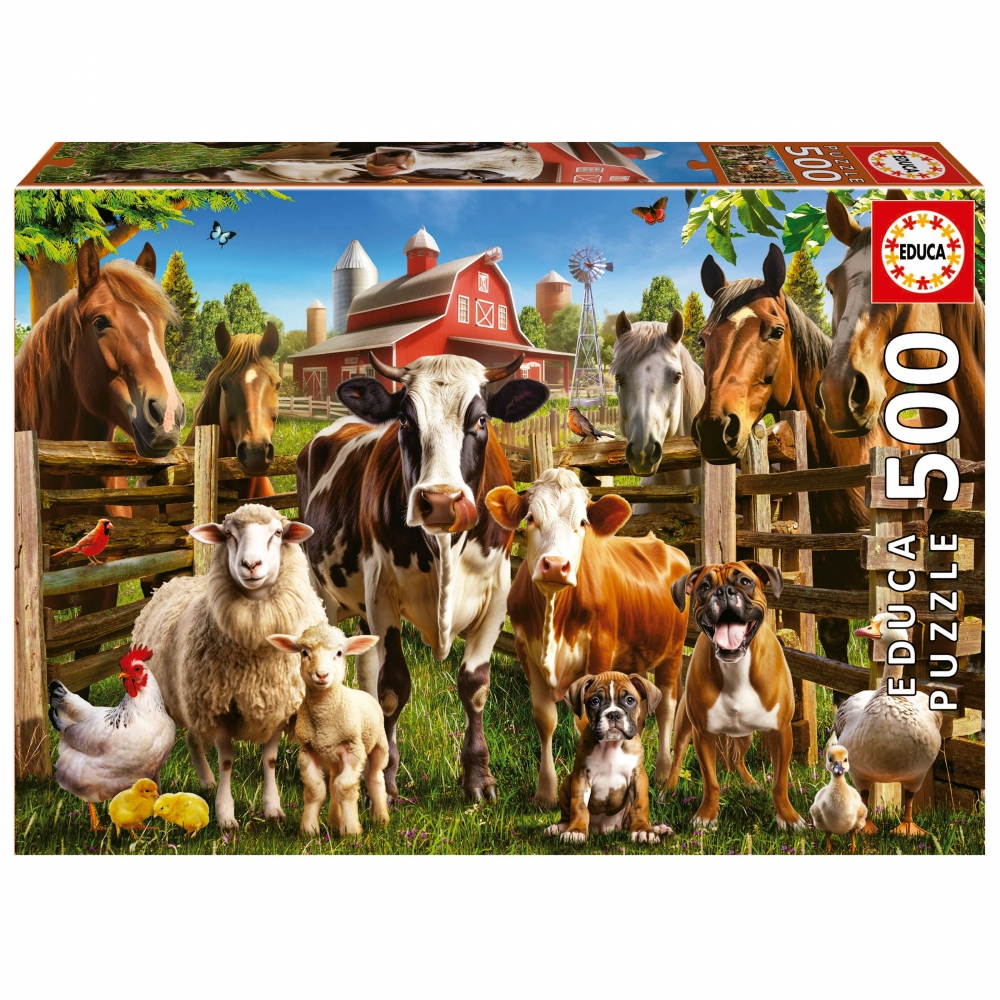 Puzzle, Educa, Prieteni la ferma, 500 piese