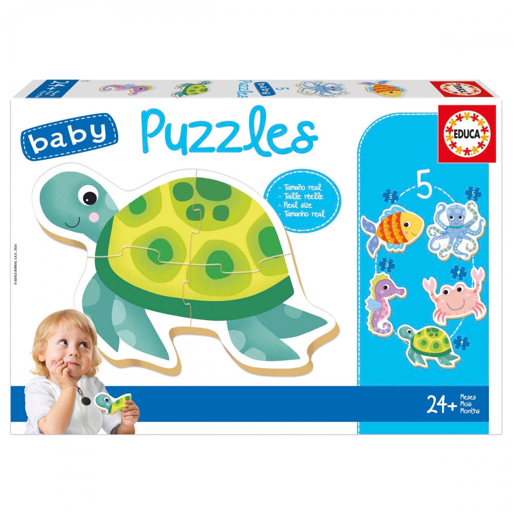 Puzzle progressive, Educa, Animale de apa 5 in 1, 3/4/4/5/5/ piese