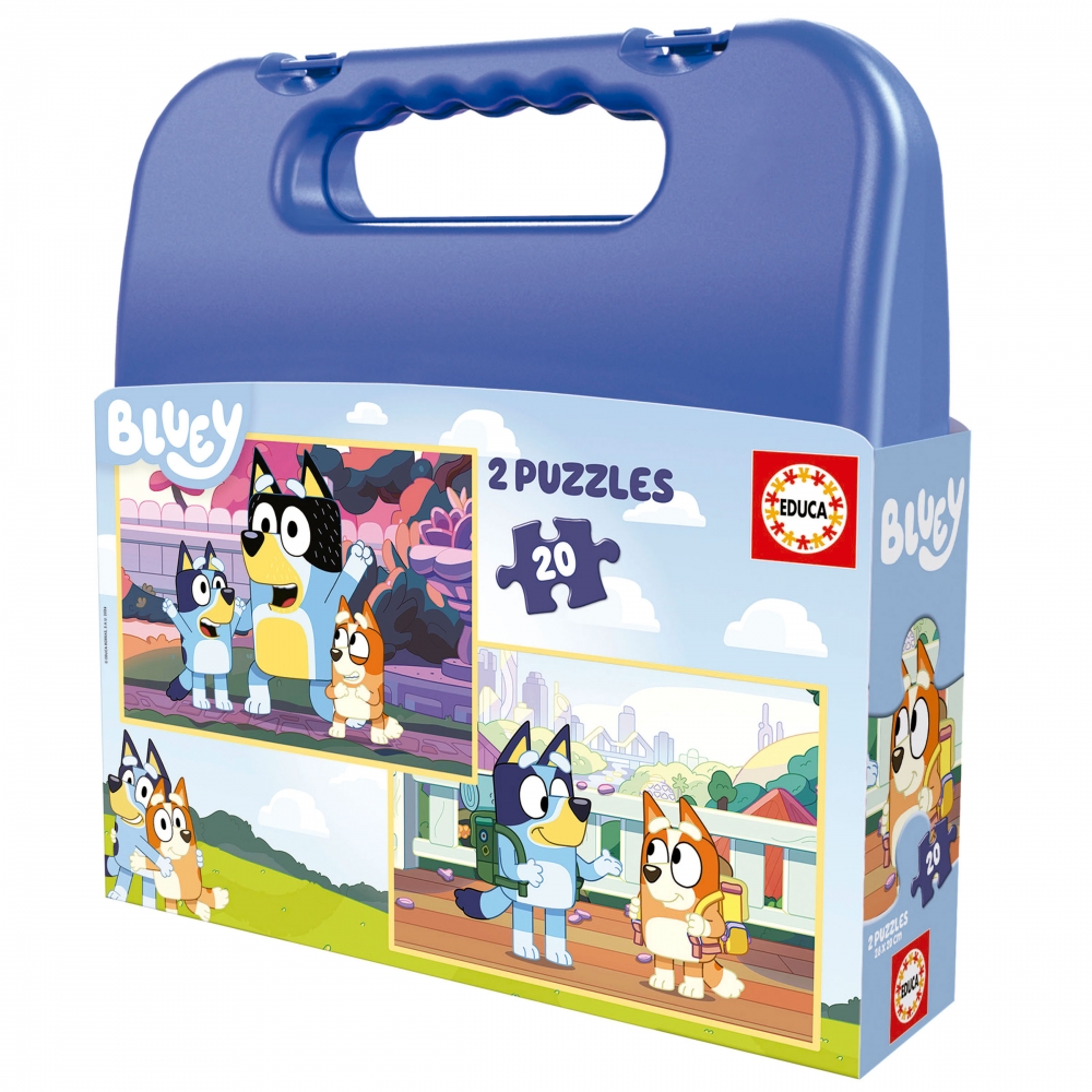 Puzzle, Educa, Bluey intr-o valiza, 2 x 20 piese